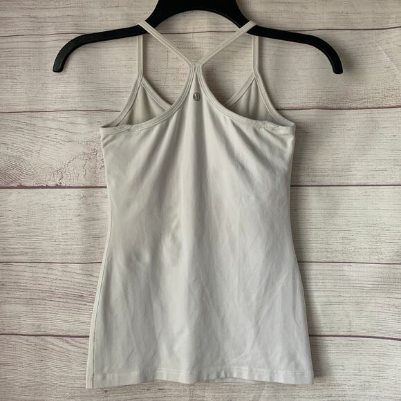 Lululemon White Power Y Tank Top Spaghetti Strap Racerback Built-In Bra - Picture 5 of 16